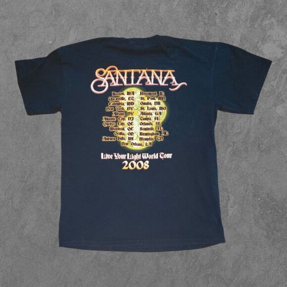 Santana Shirt World Tour Live Your Light Texas Graphic Tee 2008 Y2K M - Picture 2 of 8